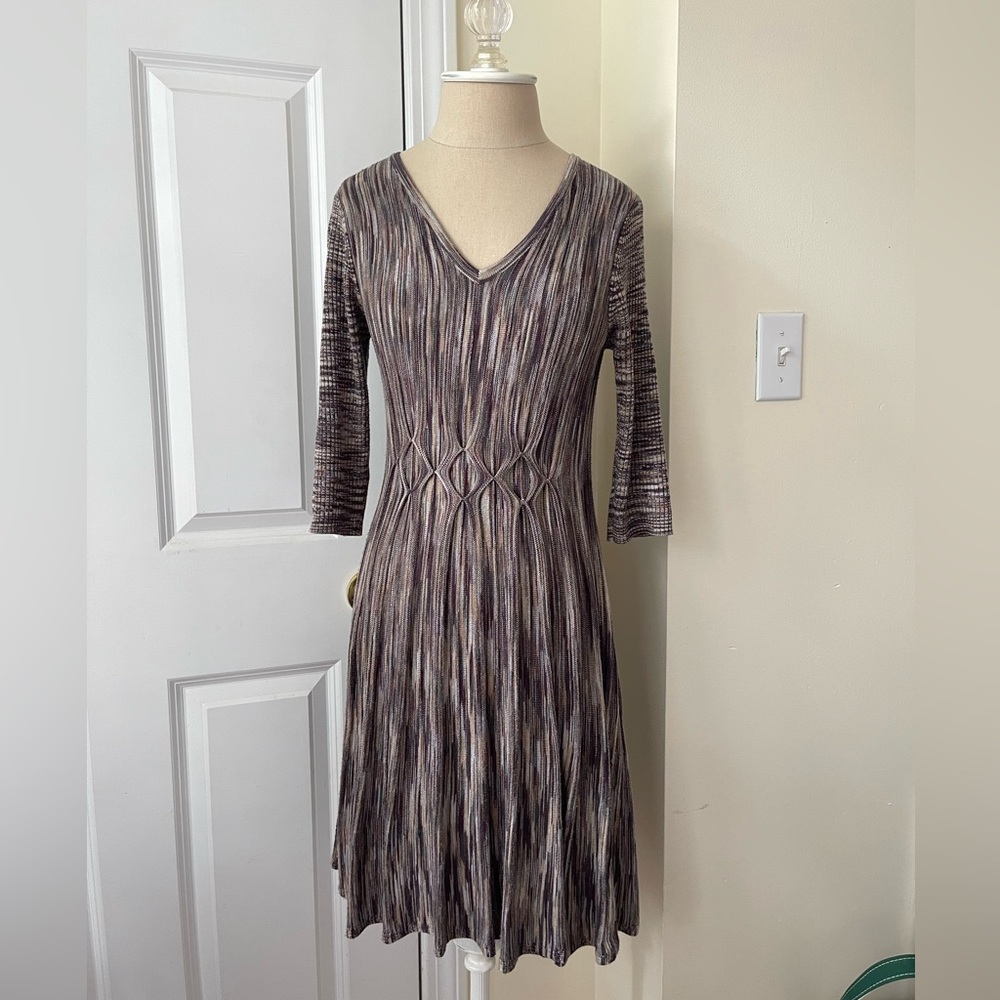 V-Neck Striped Knit Dress